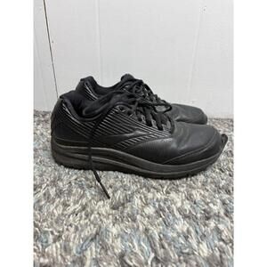 Brooks Shoes Womens 9 Addiction Walker Leather Triple Black Walking Casual